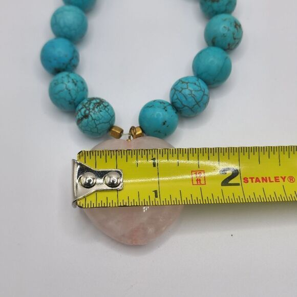 Turquoise Rose quartz heart bracelet - Picture 8 of 9